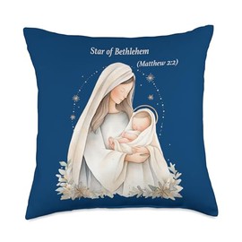 God is Good Christian Gifts and Apparel Christmas Nativity Scene Star of Bethlehem Mary and Jesus Throw Pillow, 18x18, Multicolor