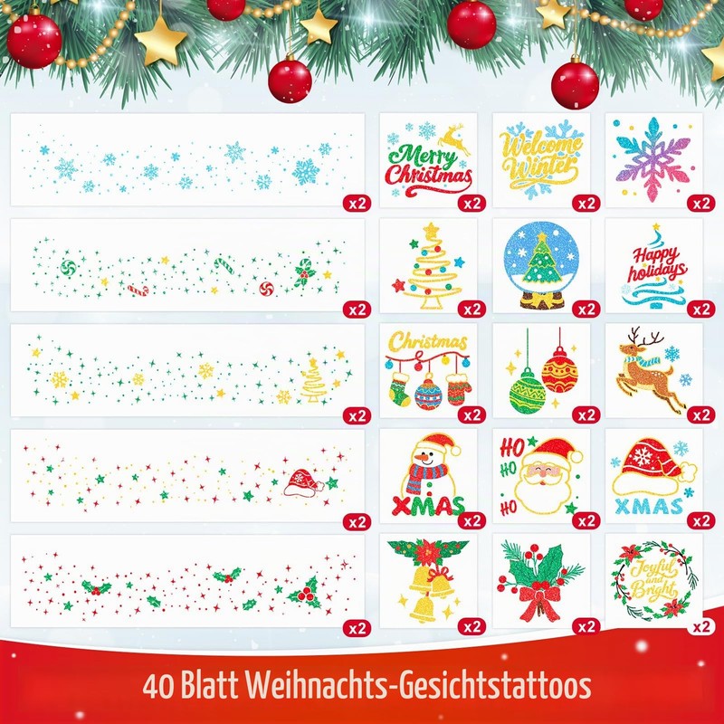 Christmas Freckles Tattoo Adult Glitter Face Freckles