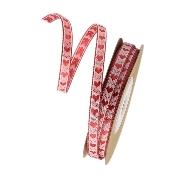 1 Roll Heart Printe Ribbon,10M Valentines Day Red Heart Polyester
