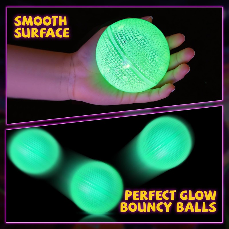Mega-L Glow in the Dark Balls, 8 Pcs Multicolor Glow