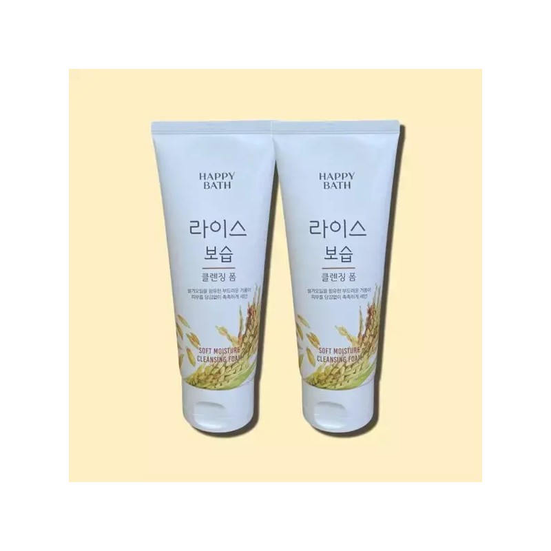 Happy Bath [해피바스] 라이스 보습 클렌징폼 200g 2개 Happybath Rice