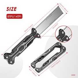 Folding Pull Saw for Woodworking, 6Inch High-manganese steel Blade Flush cut saw, 8TPI/14TPI double-edged Small Japanese Pull Saw, Safe & Portable Woodworking Tools Gifts