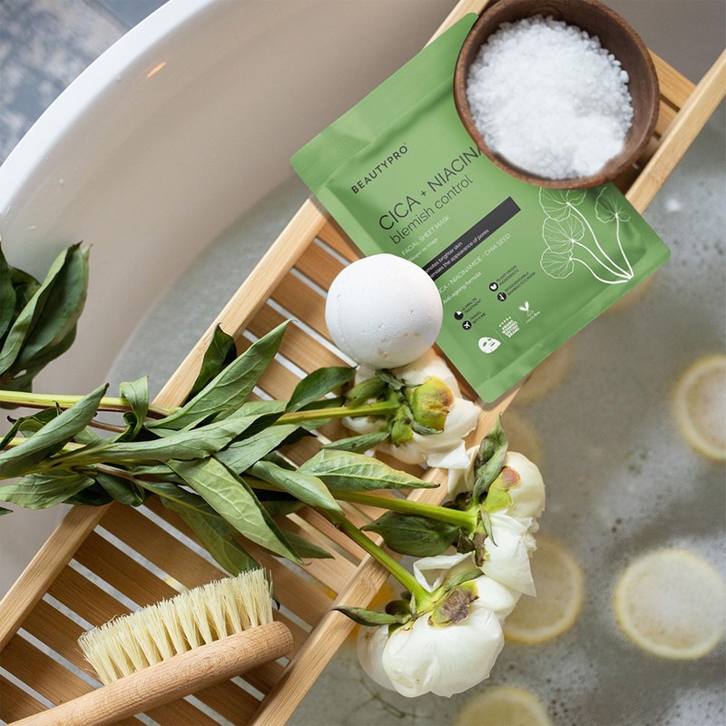 BEAUTYPRO CICA+NIACINAMIDE Blemish Control Face Sheet Mask | 100% Biodegradable