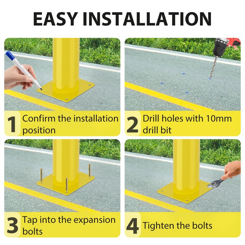 Nilight Safety Bollard, 36 inches Height Steel Bollard Post High