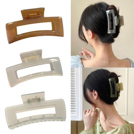 MinnowXY Large Hair Claw Clip For Women 4inch Hair Clamps For Thick And Long Hair Square Jaw Clip For Curly Hair