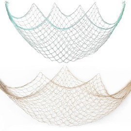 TWCE 2 Paquetes de Red de Pescado para Fiesta, 1.5mm de Espesor, Red de Pescado de Algodón Natural para Fiesta Hawaiana, Red de Pescado de Algodón para Fiesta Náutica