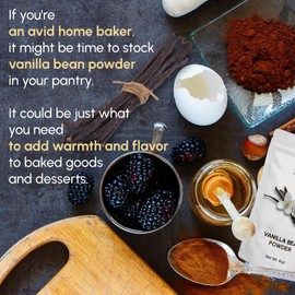 Bourbon Vanilla Bean Powder 4 oz - Pure Vanilla Beans, Additional Flavoring for Baking, Ice Cream, Coffee
