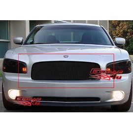 APS Compatible with 2005-2010 Dodge Charger Black Stainless Mesh Grille Insert D75320H