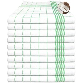 MTEXT Geschirrtücher Küchenhandtuch aus 100% Baumwolle 10 Stück Pack, 50x70 cm, 60g, grün weiß karriert (Grün)
