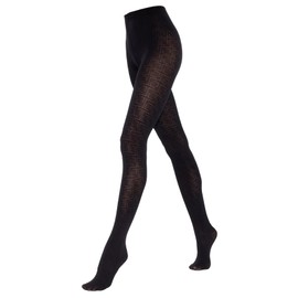 SENTELEGRI Lora Beautiful Semi Opaque Geometric Patterned Tights 50 Denier 3D (UK, Alpha, L, Regular, Regular, Black)