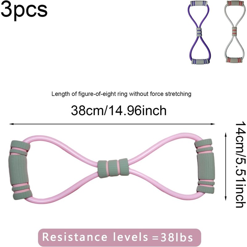 JIAXINGBING 3Pcs Figure 8 Shaped Exercise Bands Set, Resistance Bands