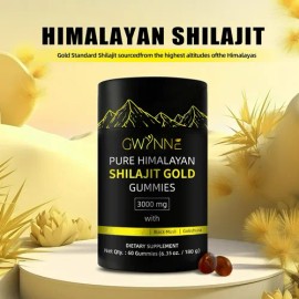 GWYNNE Shilajit Gummies Shilajit Puro Del Himalaya 85 Micronutrientes Apto Para Hombres Y Mujeres 100% Natural Orgánico 60 Gomitas