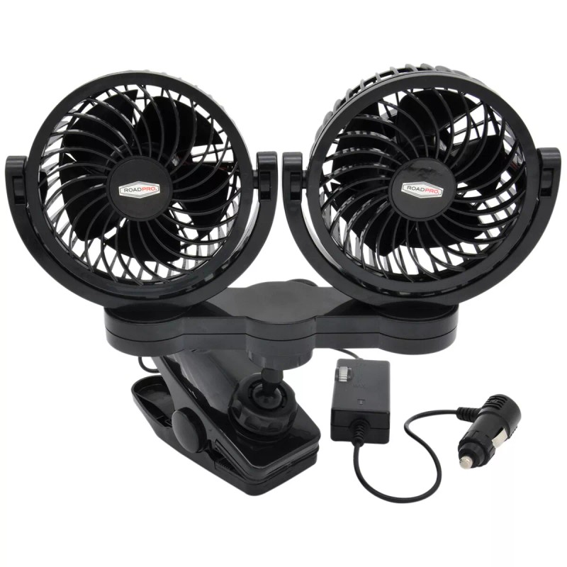 RoadPro 12 Volt Truck Dash Fan Dual Personal Cooling Fan