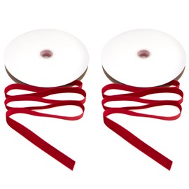 Red Velvet Ribbon 3/8" Vintage Red Burgundy Christmas Ribbon Red Velvet Ribbon for Gift Wrapping Red Ribbon for Crafts Christmas Wreath Flower Bouquet Christmas Tree Ribbon 25 Yd Ruban Decoratif