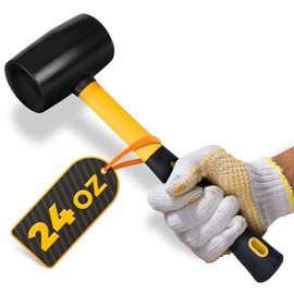24 Oz Rubber Mallet Hammer for Woodworking, Flooring, Tiling, Camping and More - Rubber Hammer with Non-Slip Grip, Durable Ergonomic Handle and Anti-Vibrating Design for Furniture Assembly and Repairs