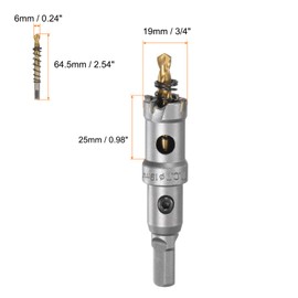 sourcing map Carbide Hole Saw Kit 19mm (3/4") Metal Hole Cutter Set with 2pcs Center Drill Bits Springs 1pcs Wrench for Stainless Steel Copper Iron Aluminum