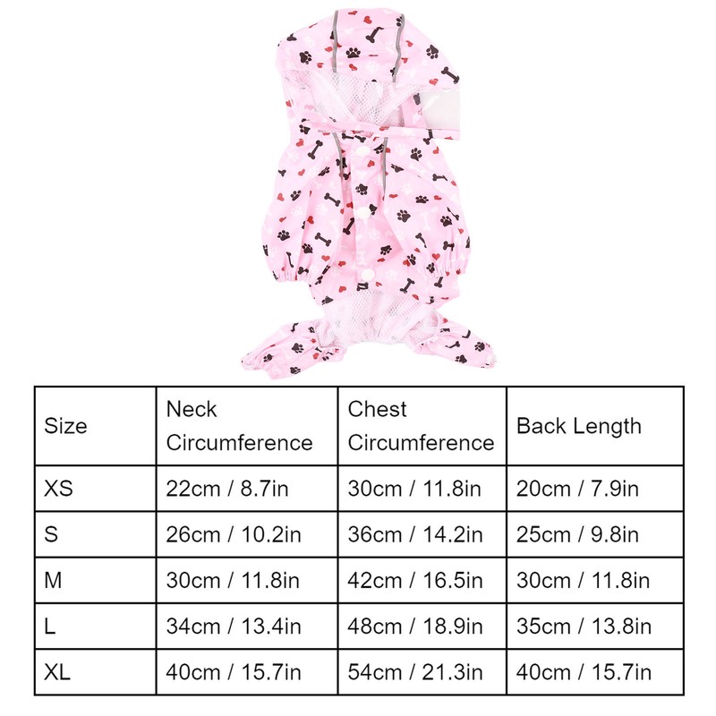 Reflective Puppy Raincoat Jacket Waterproof Breathable Cute Pattern Pet Dog