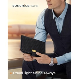 SONGMICS HOME RONNE Collection - 3 Watch Pouch, Watch Travel Case, Woven Embossed PU Leather, Portable Watch Storage Organiser, 22 x 14.5 x 4.5 cm, Gift Idea, Ink Black JWB018B01