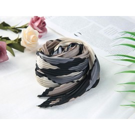 Allegra K Women's Pleated Scarf, Neckerchief, Checkered Pattern, Rhombus Shape, Ribbon, Hair Ornament, Bandana, pale, blue