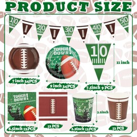 98 Pcs Football Party Supplies, Football Themed Party Decorations Supplies for 24 Guests Including Plates, Cup, Napkin, Banner, Touchdown Tablecloth for Football Birthday Party Decorations