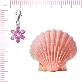 Quiges Crystal Pink Pear Cubic Zirconia Flower Clip On Charm Pendant Silver Plated Women's Jewellery