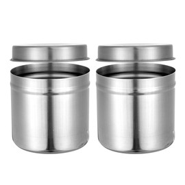 Unomor 2pcs Stainless Steel Food Storage Containers with Lids, Small Round Canisters for Home, Restaurant, and More,Silver
