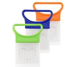 Linyongc 3Pcs Stainless Steel Onion Slice Holder and Tomato Slicer, Tomato Vegetable Lemon Potato Cutter Slicer, Stainless Steel Onion Holder for Slicing