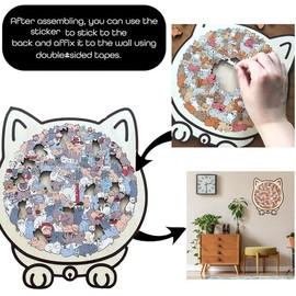 Cat Shaped Wooden Jigsaw Puzzle 135-Piece, Morandi Colors Animal Cats Decorative with Cats Outlines Framed and Acrylic Cover, Home Design Decor