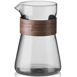 16 oz Glass Coffee Carafe with Wood Heat-Resistant Layer, Pour Over Coffee Carafe and Tea Steeper Coffee Decanter Coffee Server, 1 Pcs Included,(Smoky Gray)