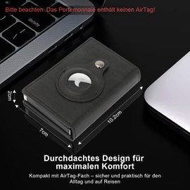 Airtag Men's Wallet, Magnetic Slim Wallet with RFID, Small Leather Wallet for Men with 7 Card Slots for Credit Cards & ID Cards, black, Modern