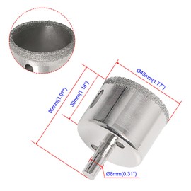 Ohamtes 2Pcs cutting diameter 45mm(1-13/16") diamond drill bits, hollow drill bits, hole saw diamond bits, suitable for opening holes in glass, ceramics, marble and other materials