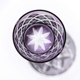 Taimuro Kobo TB90152-1Ms Edo Kiriko Arai Crest Cold Sake Cups, Pair (Edo Purple) in Wooden Box, Made in Japan