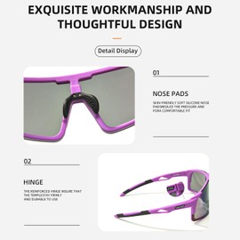 HNJOKE Sports Polarized Sunglasses, UV400 Protection Baseball Glasses Men Women, Softball Cycling Beach Volleyball Bike Running Fishing Driving Glass（Purple Frame-purple Mirror Lens）