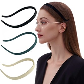 BIKCZEWIN 3PCS Comfortable Headbands with Teeth for Women Skinny No Slip Hair Accessories Resin Plastic Hair Bands No Pressure for Glasses Wearers