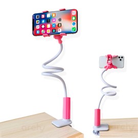 Archy Soporte para Celular Brazo Flexible Universal Multiangulo Rotación 360 Mesa Escritorio Hogar Oficina con Brazo De Ajuste Clip Pinza Porta Celular (BA1039) (Rosa)