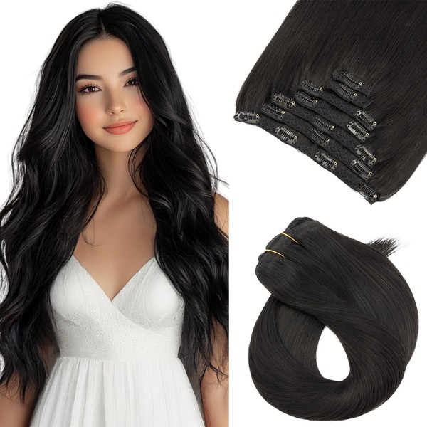 Benehair Clip-In Real Hair Extensions, 7 Pieces, 16 Clips, Lace
