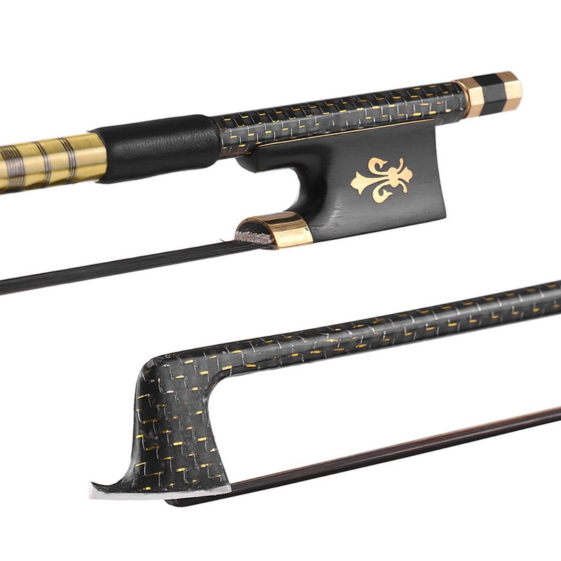 4/4 Violin Fiddle Bow Well Balanced Golden Braided Carbon Fiber