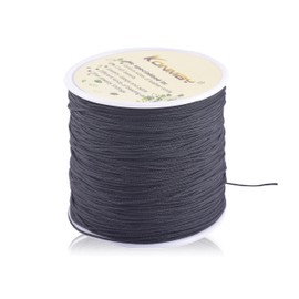 KONMAY 0.8mm Braided Nylon Bracelet Making String Cord, Trim Thread for Chinese Knotting, Kumihimo, Beading, Macramé, Jewelry Making, Sewing, Black