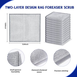 Wangjinpeng New Upgrade Two-Layer Wire Dishwashing Rag for Wet and Dry, Non Scratch Wire Dishcloth, Multipurpose Cleaning Pads, Steel Wool Scrubber Kitchen Cleaning for Cookware, Sinks 9.84 * 9.84
