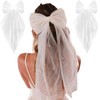 Lilalemon 2pcs Bridal Hair Bow Veil Shower Hen with Pearl