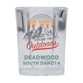Deadwood South Dakota Explore the Outdoors Souvenir 2 Ounce Square Base Liquor Shot Glass
