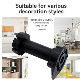 NEZART 4 Pack 4 Inch Furniture Risers - Bed Risers 4 Inch Heavy Duty with Non-Slip Pads, Supports 1000 Lbs for Sofa, Table, Chair & Couch - Black Plastic Leg Extenders (3.1 x 5.1 Inches)