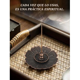 GUANMAIMART Bandeja De Incienso, Portaincienso de Bronce Quemador de Aceites Esenciales Sostenedor de Incienso de Loto Porta Incienso de Cono con colector de Ceniza