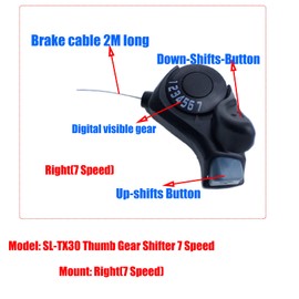 Yinprwi Bike 7 Speed Shifter, Right Thumb Gear Shifters, TX30 Shift Lever,Transmission Bike Gear Shifter AccessoriesOutdoor Mountain Bicycle for Road Bike City Bike Mountain Bike