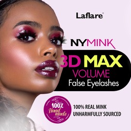 Laflare 3D NY MAX VOLUME 20-25mm Long Dramatic Styles, 100% Real Mink Hair Lashes, Luxury Makeup, Natural, Light, Trendy, Variety, Reusable, Multi-Layered 3 Pairs Value Pack Lashes