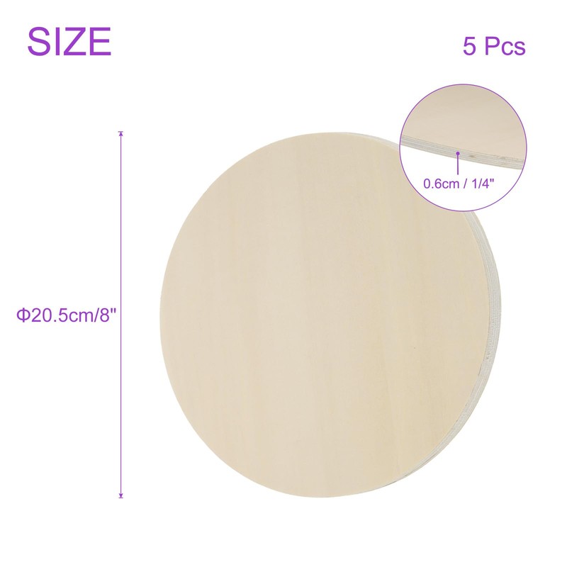 DMiotech Basswood Wood Discs, 5 Pack, 8 Inch x 1/4