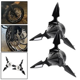 Unbranded Spun Blade Spinning Front Axle Cap Nut Cover For Harley Dyna Road King Softail