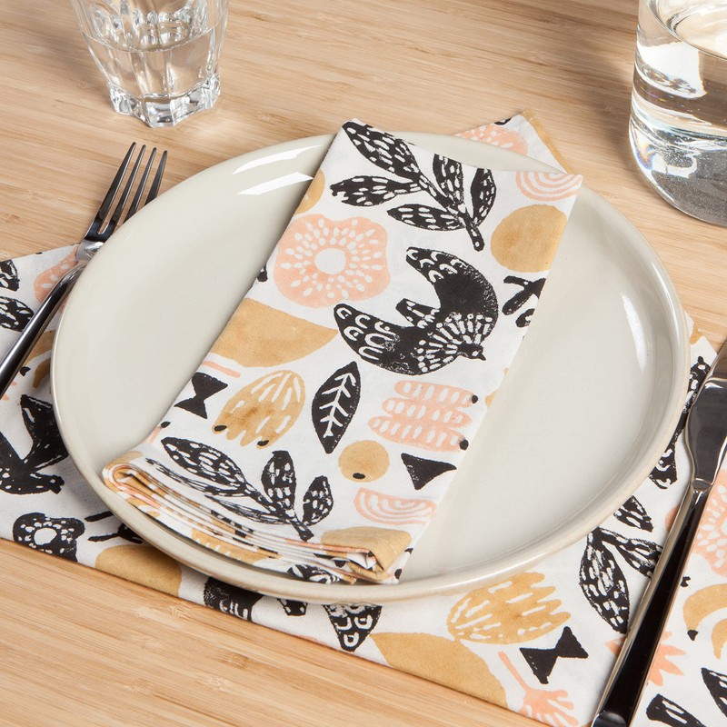 Danica Studio Cotton Dinner Napkins Block Printed, Myth