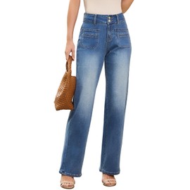 VPWHY Jeans for Women High Waisted Straight Leg Jeans for Women Trendy Blue