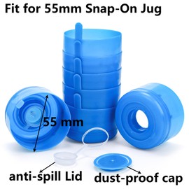 Jucoan 100 Pack Water Bottle Caps, 55mm 3&5 Gallon Non Spill Water Jug Caps, Replacement Snap On Caps for Water Dispenser Jugs, Includes 1 Wood Stick for Easy Remove